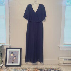 Kensie Women's Navy Flutter-Sleeve Jumpsuit Size 12